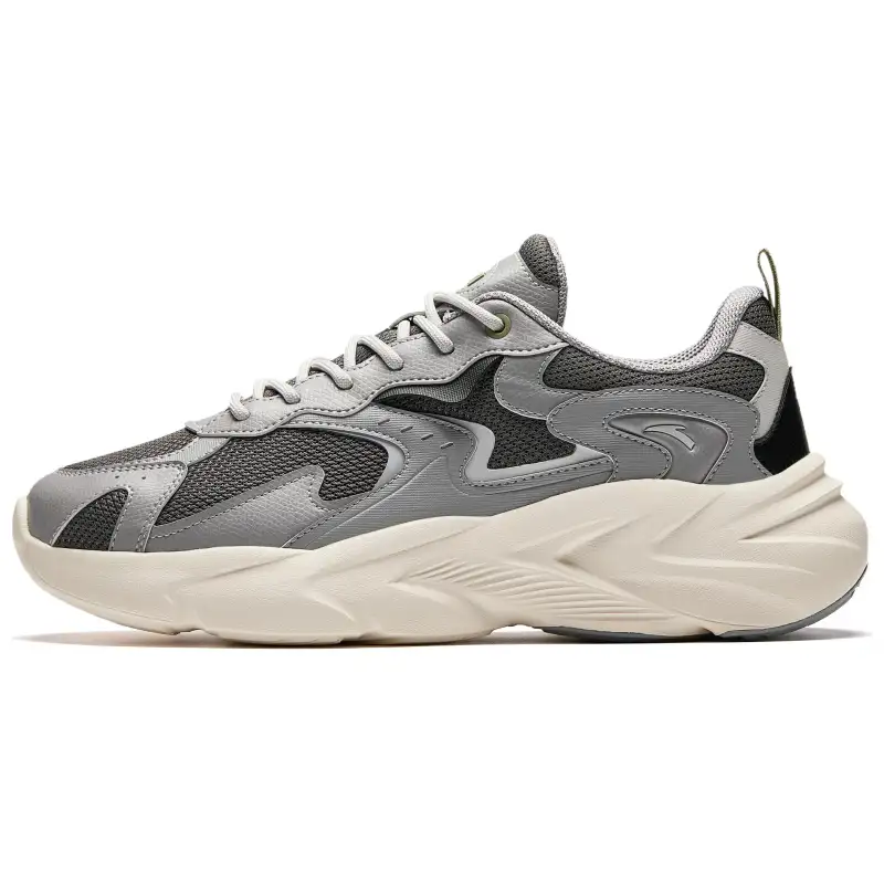 Anta Slip Resistant, Abrasion Resistant, Breathable Low top Casual Shoes Men's Gray Black