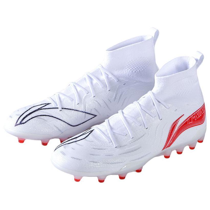 Li Ning Artificial Turf Abrasion Resistant Breathable Soccer Shoes Men’s White Red