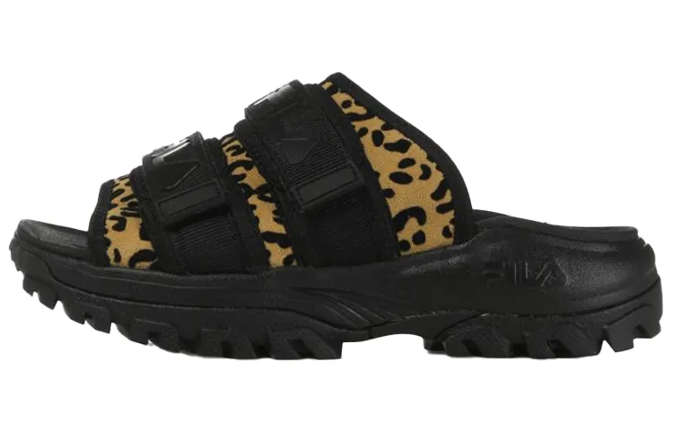 FILA Ray Slide Slippers Unisex Black/Leopard Print