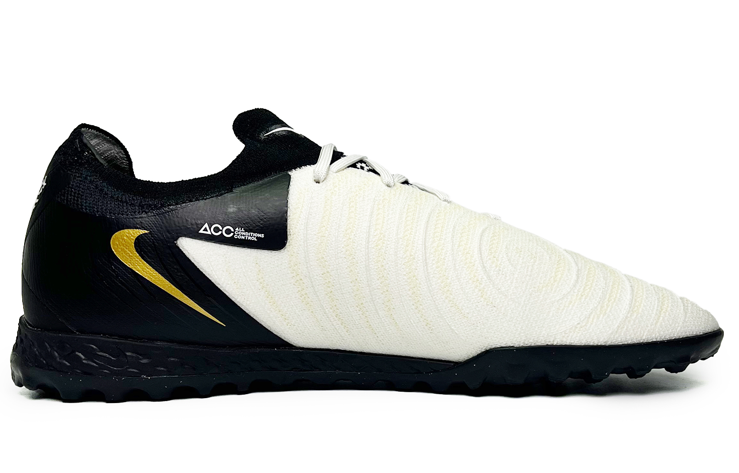 Nike Phantom GX Slip Resistant, Abrasion Resistant, Breathable Soccer Shoes Unisex Black White Gold