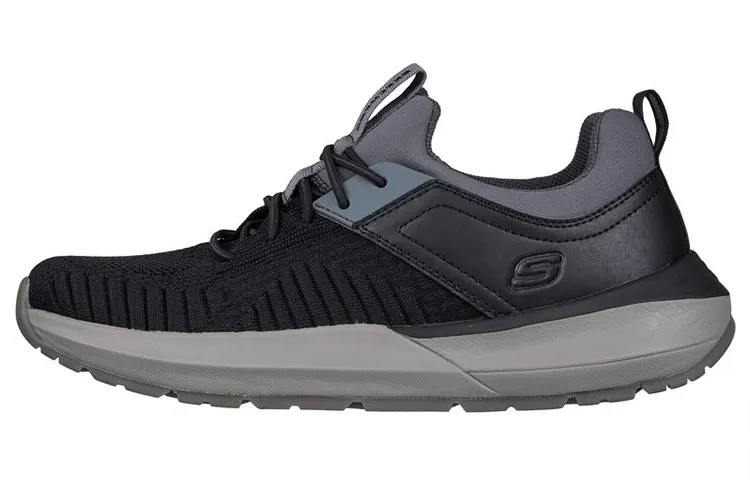 Skechers Neville Carth Textile, Leather Low top Casual Shoes Men's Black