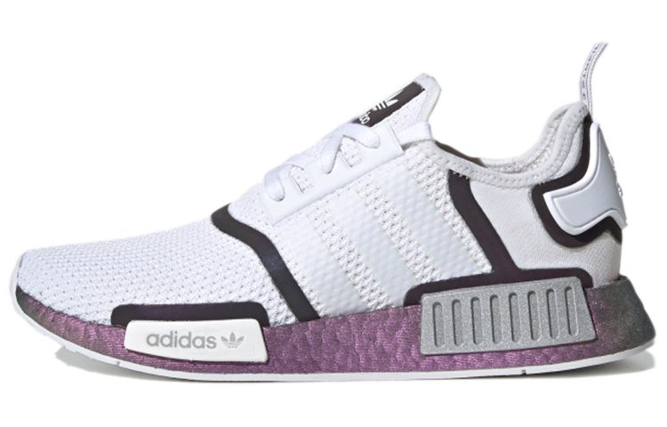 кроссовки adidas originals NMD_R1 (бело-фиолетово-черные) — Белый / фиолетовый / чёрный — фото 1