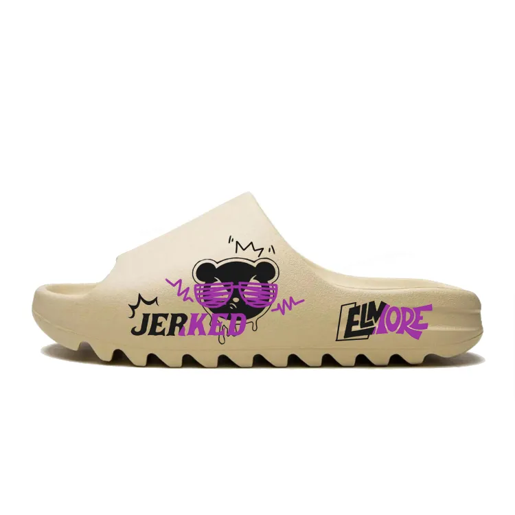 Adidas Originals Yeezy Slide Slip Resistant Slide Slippers Unisex Beige Black