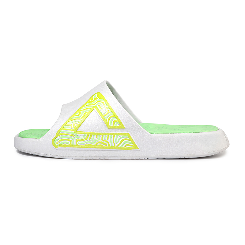 PEAK Taichi Classic Slippers Slip Resistant Abrasion Resistant Slide Slippers Unisex White Green