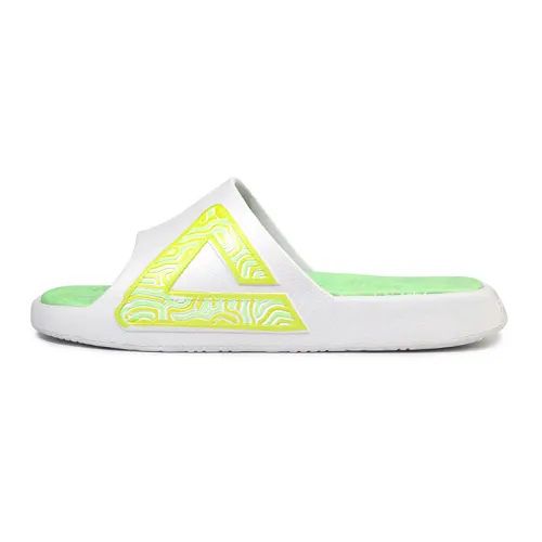 PEAK Taichi Classic Slippers Slip Resistant Abrasion Resistant Slide Slippers Unisex White Green