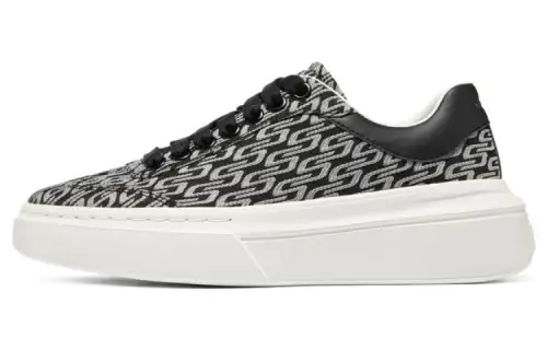 Skechers Sport Women's'ss Textile, Synthetic Leather Low top Casual Shoes Women's Black White