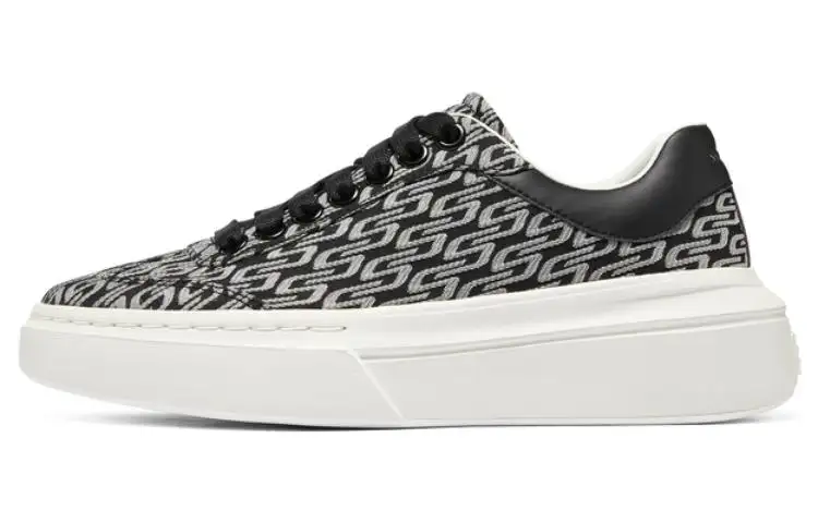 Skechers Sport Women's'ss Textile, Synthetic Leather Low top Casual Shoes Women's Black White