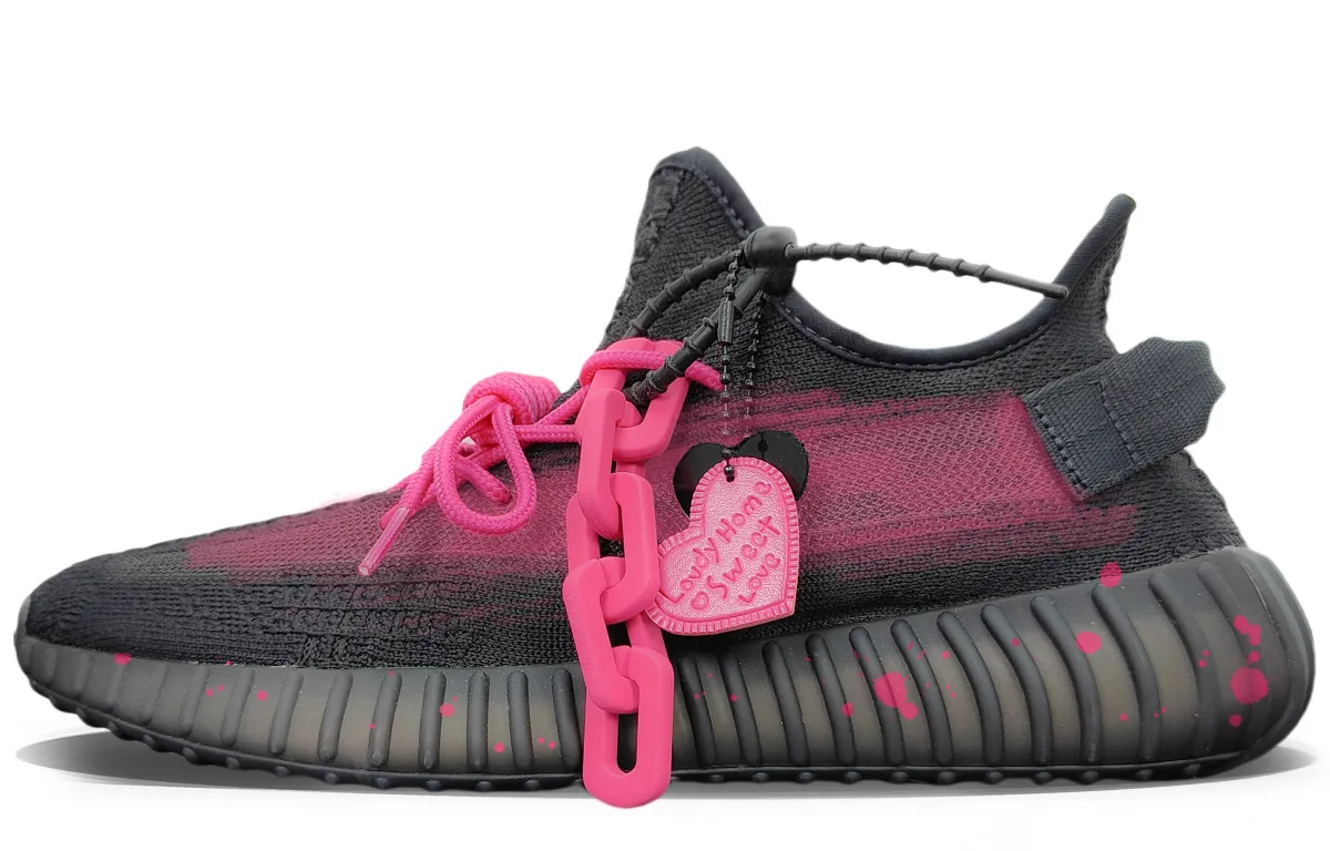 Adidas Originals Yeezy Boost 350 V2 Coverage Low top Casual Shoes Unisex Black Pink