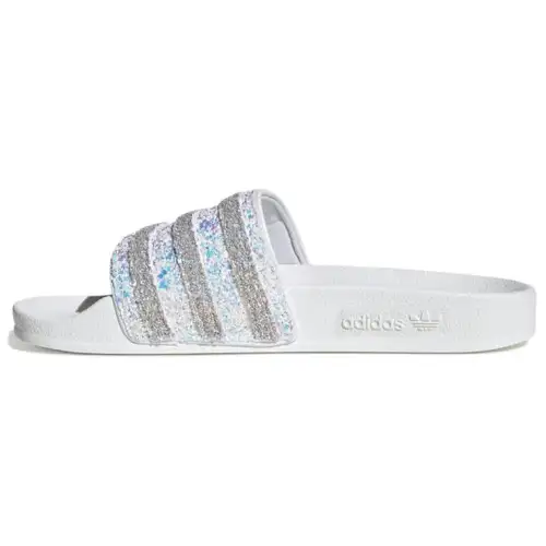 Adidas Originals ADILETTE Composite Sole Crystal Slip Resistant Slide Slippers Women's White