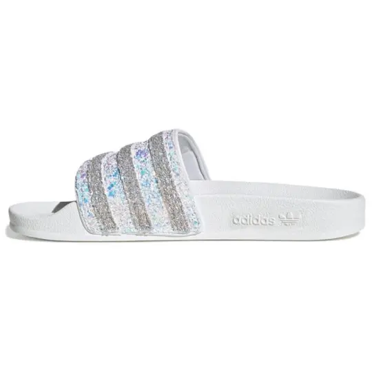 Adidas Originals ADILETTE Composite Sole Crystal Slip Resistant Slide Slippers Women's White