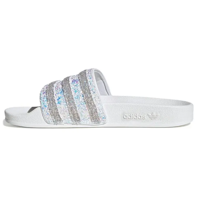 Adidas Originals ADILETTE Composite Sole Crystal Slip Resistant Slide Slippers Women's White