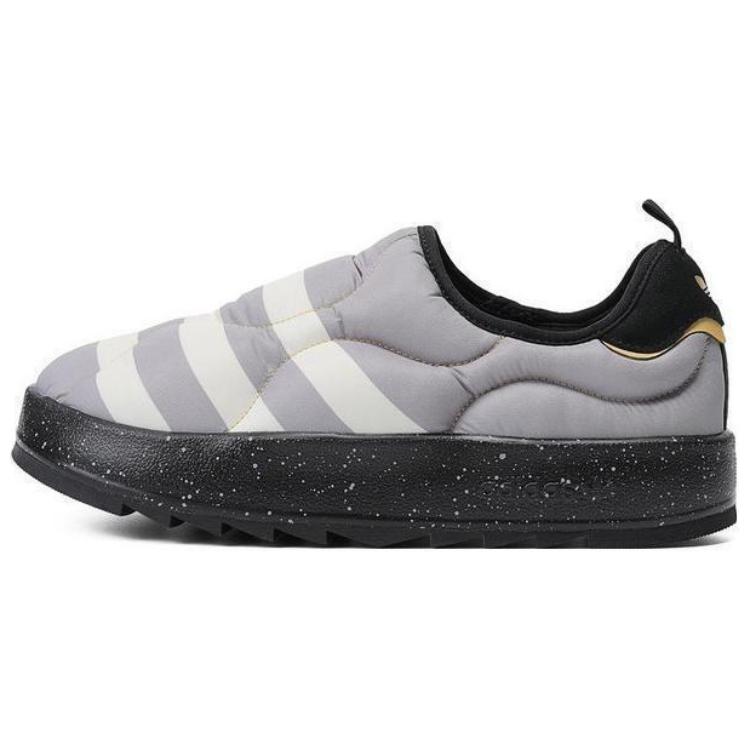 Слипоны adidas originals Puffylette (черно-бело-серые)