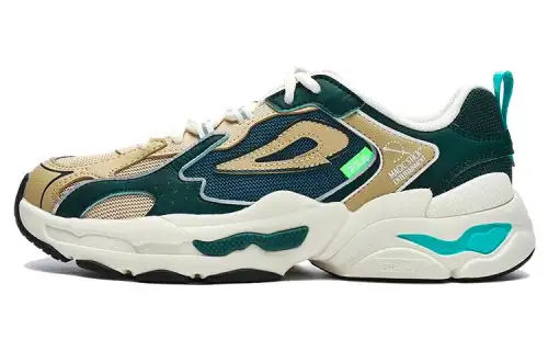FILA Y2K Ms Textile, Synthetic Leather Low top Casual Shoes Women's Blue Green Brown