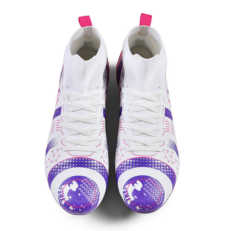PANKE AG Artificial Ground Artificial Turf Soccer Shoes Unisex White Purple