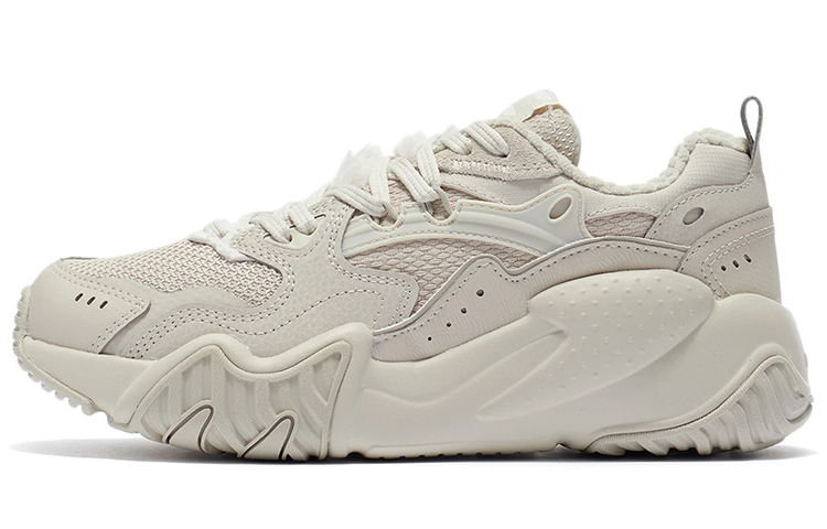 Li Ning Cat Paw Lite Fleece lined Slip Resistant, Abrasion Resistant, Thermal Low top Running Shoes Women's Oats Gray