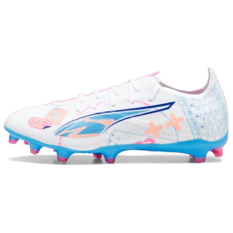 PUMA Ultra 5 Match AG Artificial Ground FG Firm Ground Abrasion Resistant Soccer Shoes Men’s White Blue