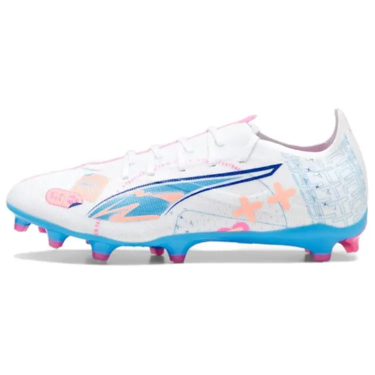 PUMA Ultra 5 Match AG Artificial Ground FG Firm Ground Abrasion Resistant Soccer Shoes Men's White Blue