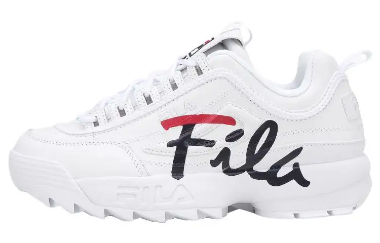 FILA Cross Training Disruptor 2 Synthetic Leather Low top Sports Casual Shoes Women's White Korean Style