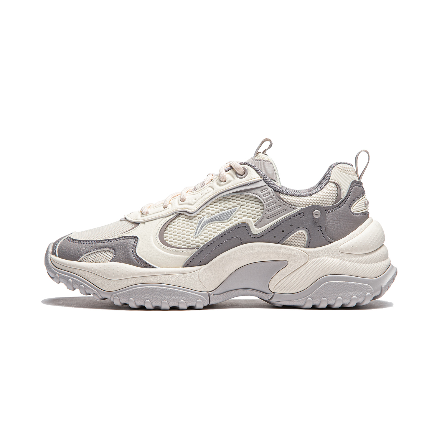 Li Ning Original Aspiration Slip Resistant Abrasion Resistant Low top Casual Shoes Women's Beige Gray