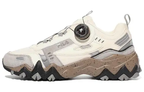 FILA Oakment Tr Dial Synthetic Leather Low top Casual Shoes Unisex Ecru Korean Style