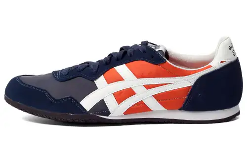 Onitsuka Tiger Serrano Synthetic Leather, Cow Leather Cushioning Low top Casual Shoes Unisex Blue Orange