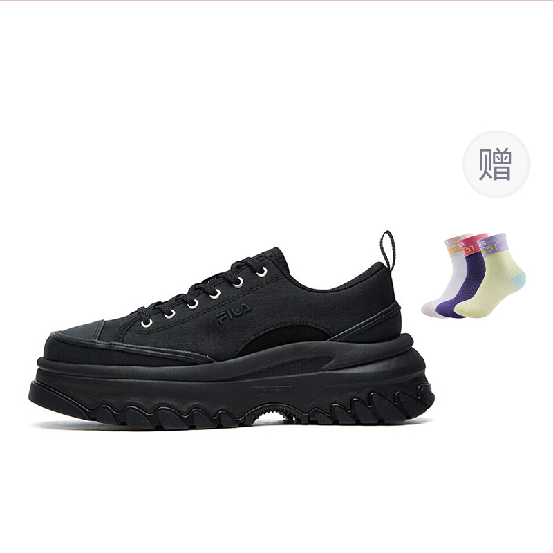 FILA Lava Canvas Sports Slip Resistant, Abrasion Resistant, Height Increasing Low top Casual Shoes Women's Black