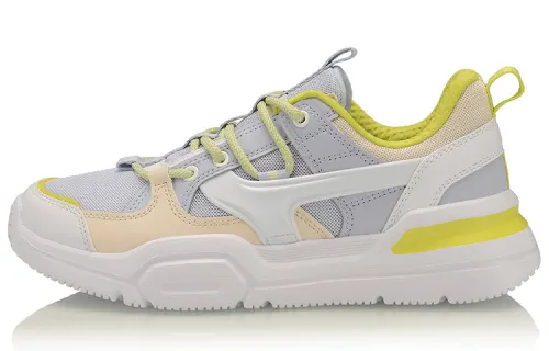Li Ning Mark Lite Support Lightweight Low top Casual Shoes Women's Gray Yellow