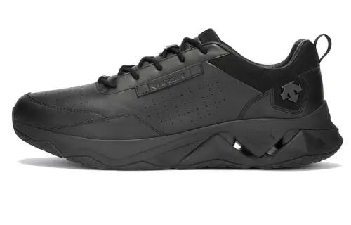 DESCENTE Comprehensive Training Collection Leather Slip Resistant Abrasion Resistant Low top Casual Shoes Men's Black