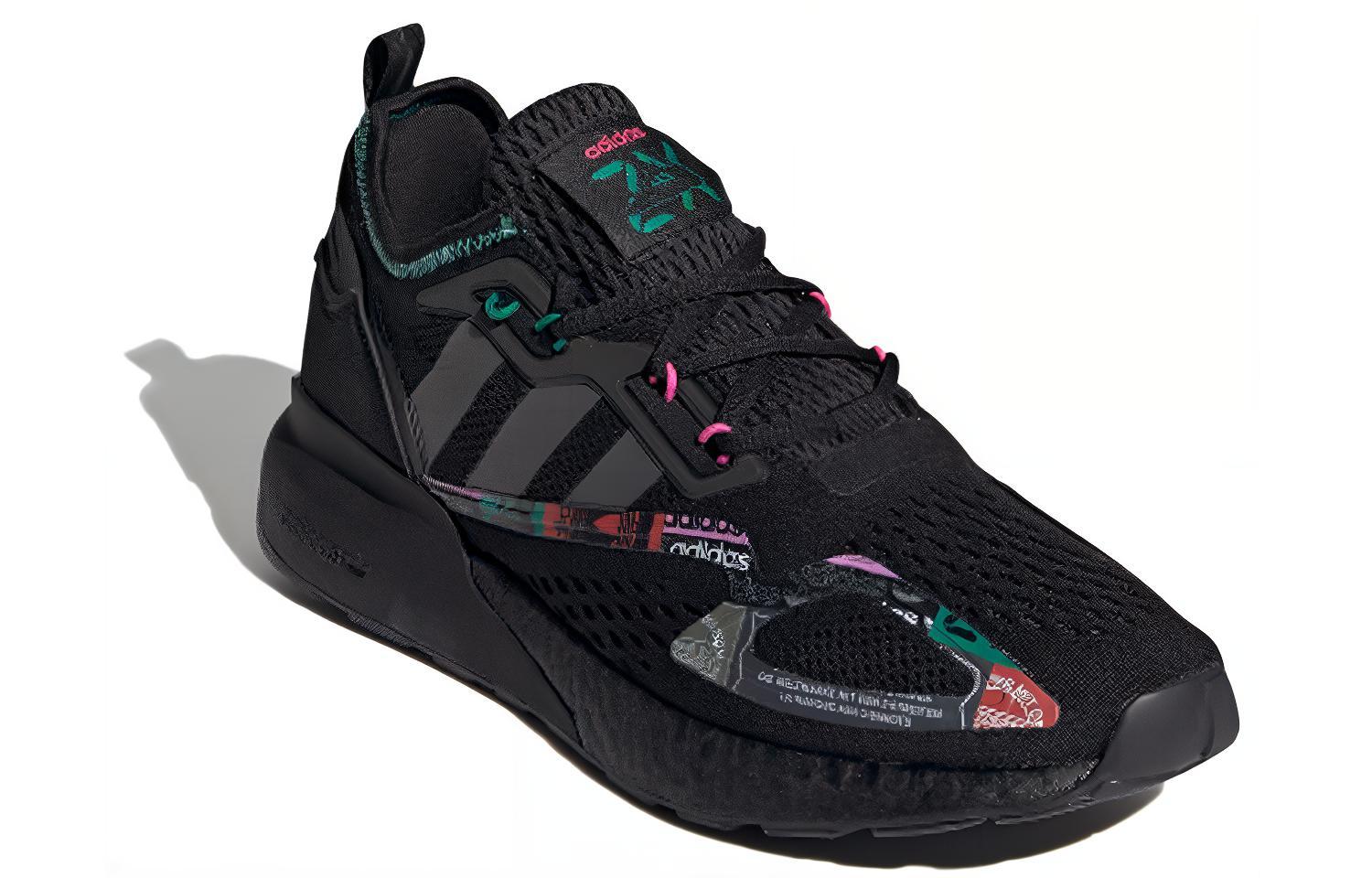 Кроссовки adidas originals ZX 2K Boost (черно-зелено-серые) — Чёрный / зелёный / серый — фото 3