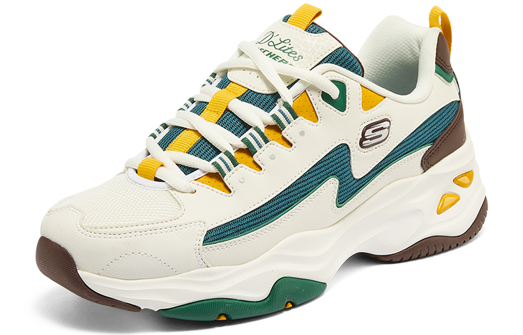 Женские кроссовки Skechers D'LITES 4.0 (бело-зеленые) — Белый / зелёный — фото 3