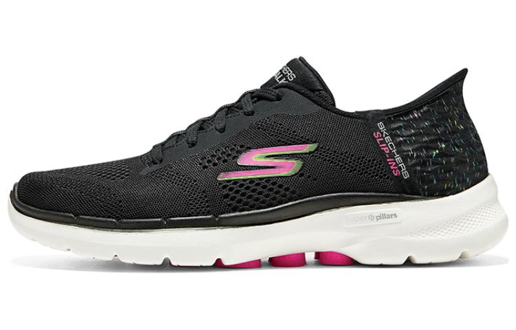 Skechers Skechers Go Walk 6 Mesh Fabric TPU Slip-Ins Flash-through Technology Woven Daily Sports Low-top Lifestyle Casual Shoes Women's Black Pink