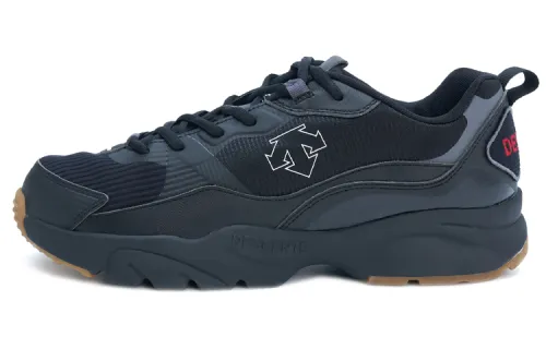 DESCENTE Sport Style Fabric Slip Resistant Abrasion Resistant Low top Casual Shoes Unisex Black