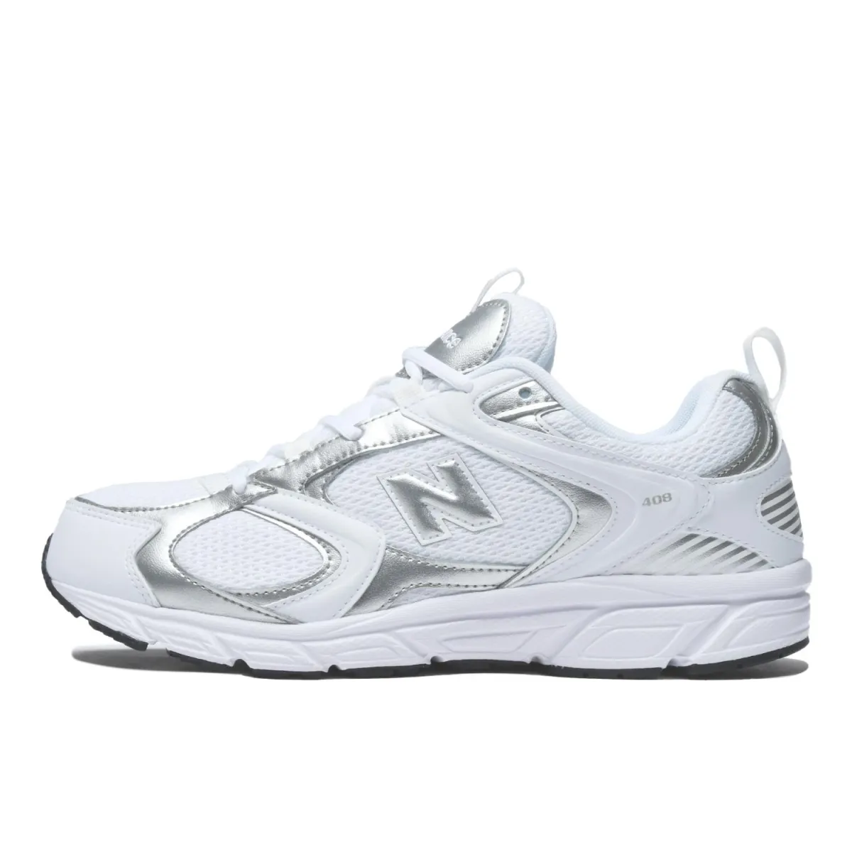 New Balance 408 Comfortable And Trendy Breathable Low top Casual Shoes Unisex White Silver
