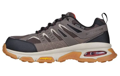 Skechers Work Skech Air Envoy ST Arcket Leather, Mesh Retro Sports Low top Casual Shoes Men's Coffee Black