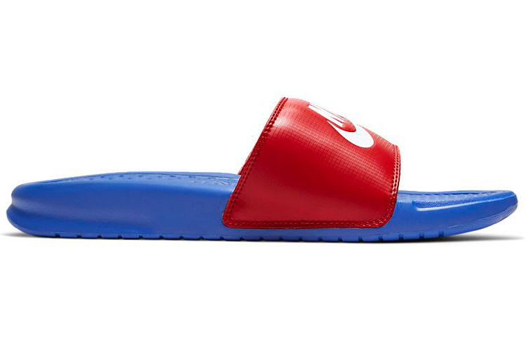 Женские шлепанцы Nike Benassi JDI (синий, белый, красный) — Синийбелыйкрасный — фото 2