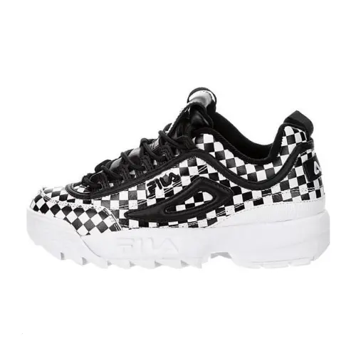 FILA Disruptor II Checker Wear resistant And Lightweight Low top Casual Shoes Women's Black White