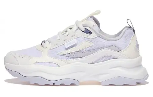 FILA Wood Block Low top Casual Shoes Unisex White Blue Korean Style