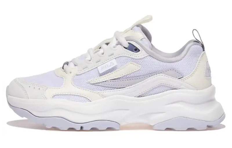 FILA Wood Block Low top Casual Shoes Unisex White Blue Korean Style