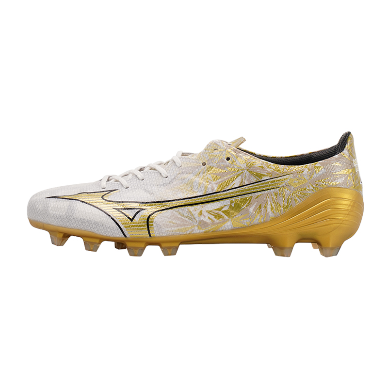 Мужские бутсы Mizuno Alpha FG α ELITE (бело-золотые)