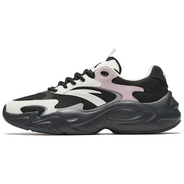Anta Business Style Cushioning Slip Resistant Abrasion Resistant Low top Casual Shoes Women's Black White Pink