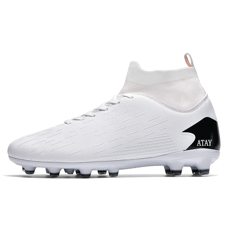 ATAY Slip Resistant Abrasion Resistant Slip Resistant Abrasion Resistant Soccer Shoes Unisex White