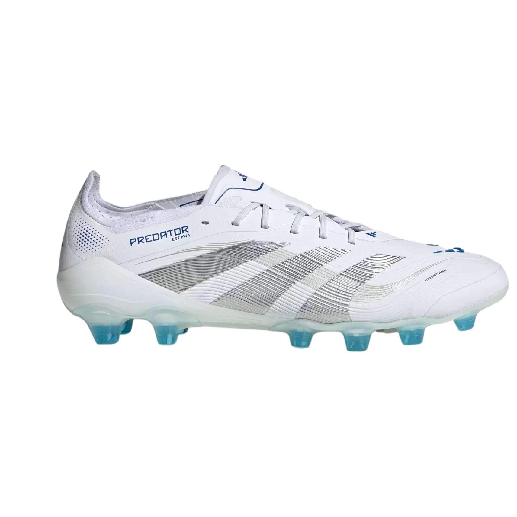 Adidas PREDATOR ELITE Soccer Shoes Unisex Low Top Cloud White/Metallic Silver/Bright Royal Blue