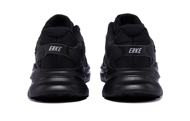 Erke Chinese Fashion Trend Low top Casual Shoes Men's Jet Black Deep Cool Gray