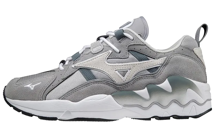 Mizuno Wave Rider 1 Cushioning Anti-Slip Wear-Resistant Breathability Low-Top Casual Shoes Unisex Gray White