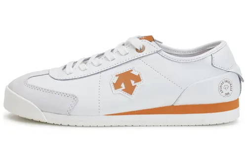 DESCENTE Movewear CHRON Leather Slip Resistant Abrasion Resistant Low top Casual Shoes Unisex White Orange
