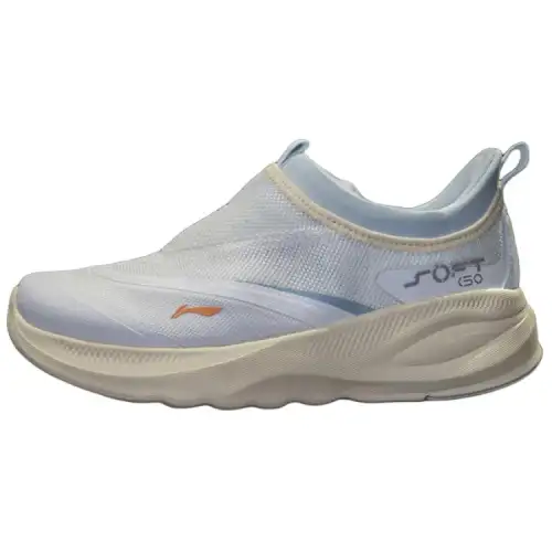 Li Ning SOFT GO 2 Cushioning Slip Resistant Abrasion Resistant Breathable Low top Casual Shoes Women's Blue White