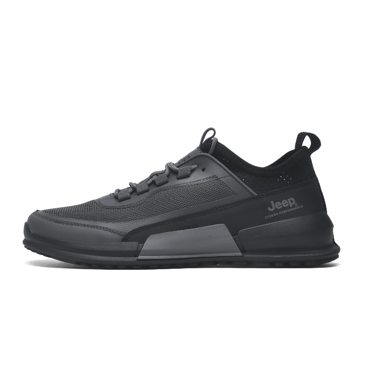 Jeep Mesh, Synthetic Leather Breathable, Abrasion Resistant, Lightweight Mid top Life Casual Men's Black Gray