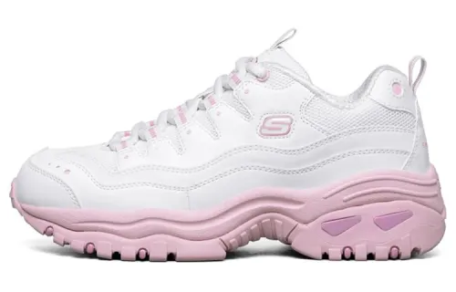 Skechers Energy Artificial Leather Cushioning Abrasion Resistant Breathable Low top Casual Shoes Women's White Pink