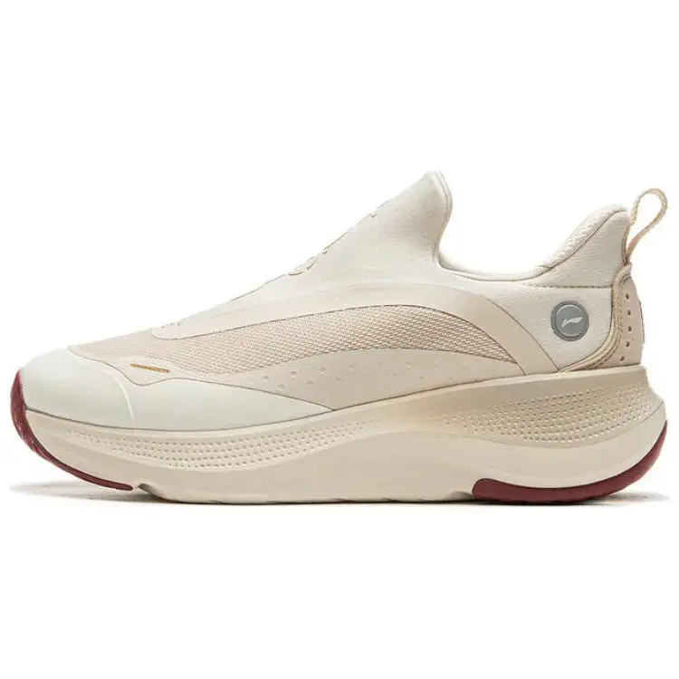Li Ning SOFT GO Slip Resistant Abrasion Resistant Low top Casual Shoes Women's Beige Pink
