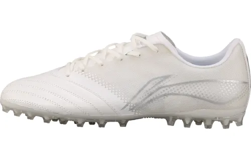 Li Ning Iron Turf TF Turf Firm Ground, Artificial Turf Cushioning Soccer Shoes Men's White Silver